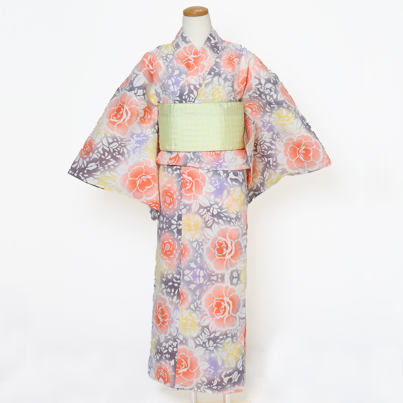 【仕立上り】【日本製】【注染(本染め)】【浴衣単品】注染だからこそ表せる、新感覚の”大人可愛い”をお届け(女ゆかた/綿麻/Lサイズ)