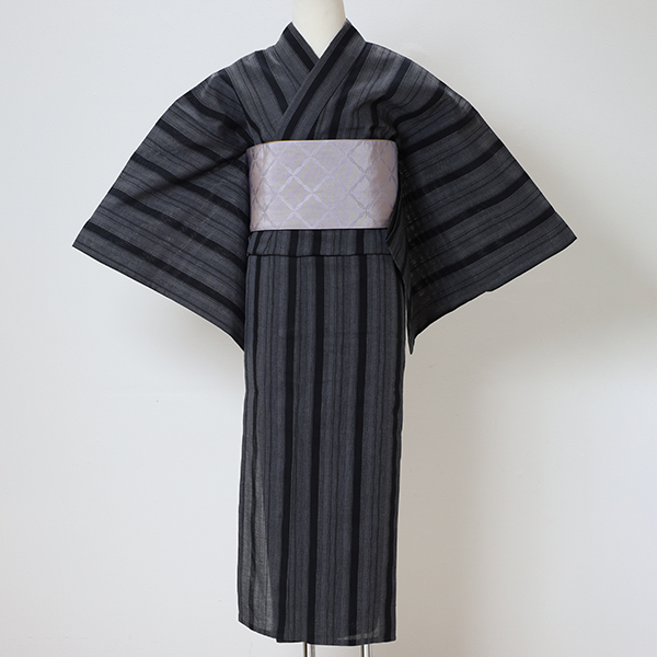 【仕立上り】【日本製】【浴衣単品】控えめで好印象な女らしさを演出できる凛々しい縦縞浴衣(女ゆかた/綿/Fサイズ)