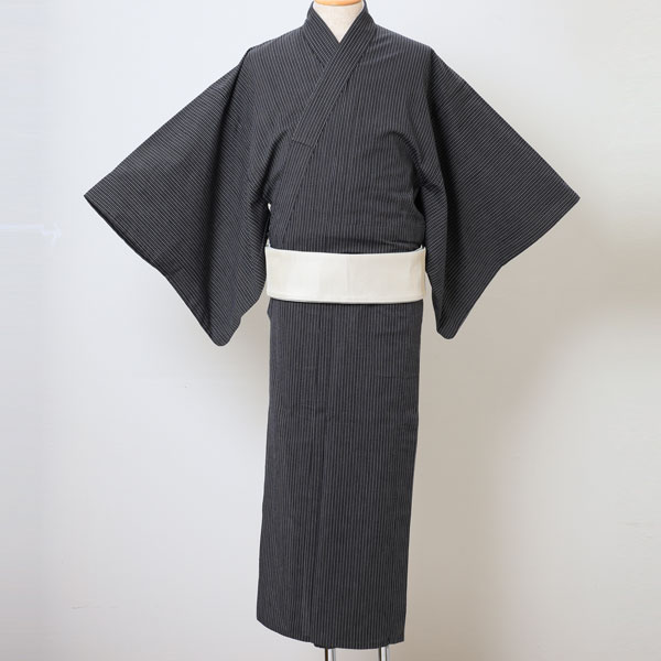 【別注品】【日本製】【浴衣単品】シックなブラックストライプ浴衣