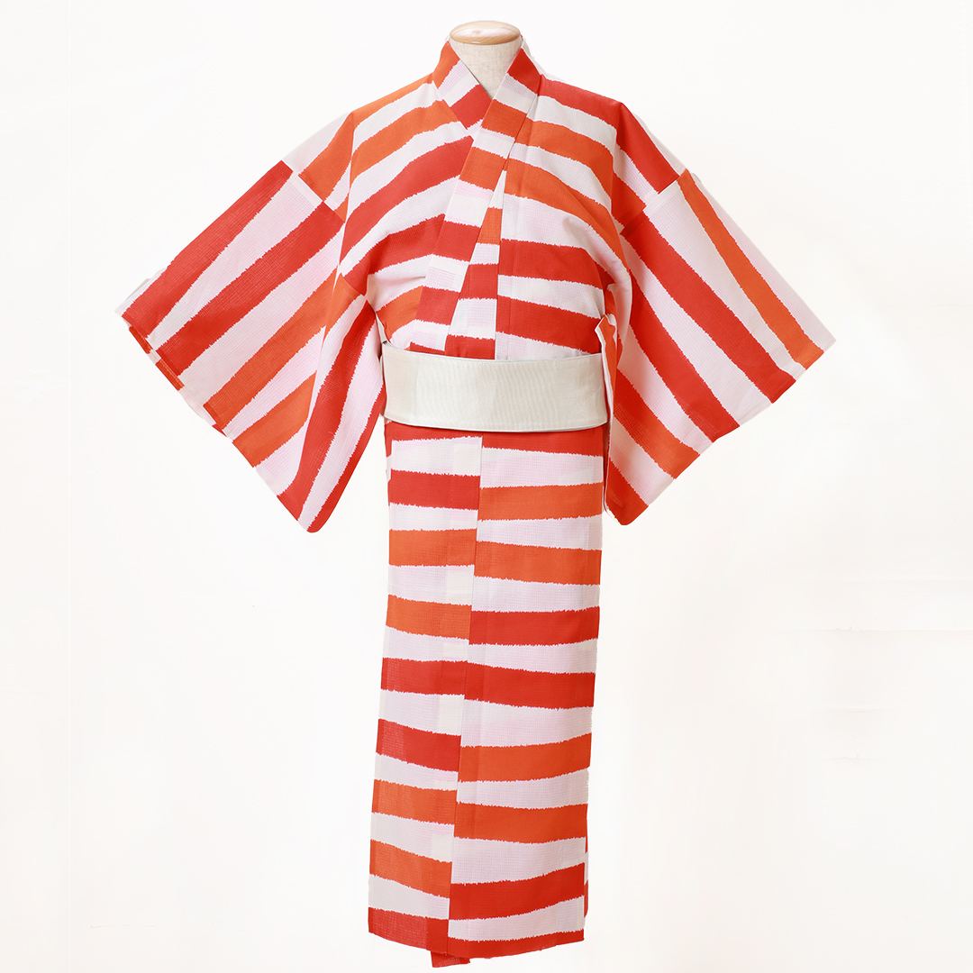 【セミオーダー浴衣】【注染】【日本製】大胆インパクト！TOKYOサンセットオレンジ浴衣