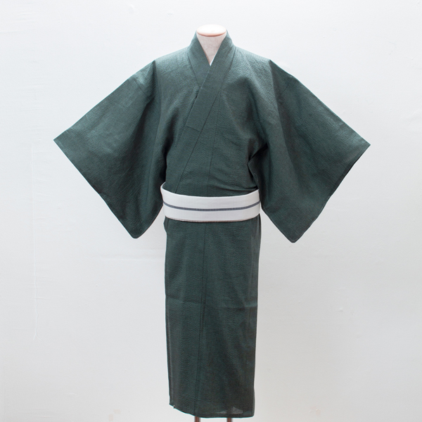 【仕立上り】【日本製】ワンクラス上を演出する抹茶グリーンのしじら織り浴衣