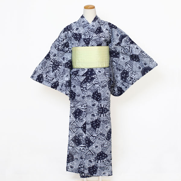 【仕立上り】【日本製】【注染(本染め)】【浴衣単品】潔さと涼やかさ。江戸の美学、ここに。(女ゆかた/綿/Fサイズ)