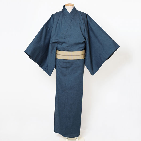 【仕立上り】【日本製】【浴衣単品】光と影が遊ぶ藍、涼やかに揺らぐ一着(男ゆかた/綿)