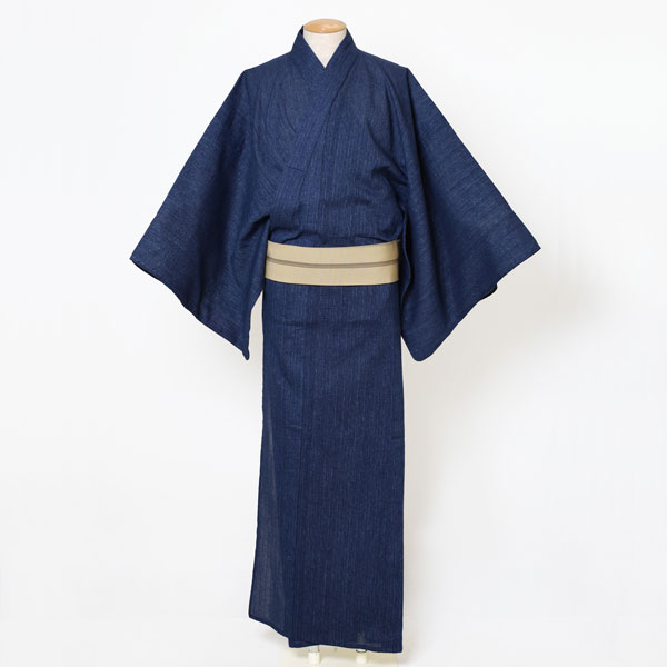 【仕立上り】【日本製】【浴衣単品】藍ににじむ、さみだれ模様(男ゆかた/綿)