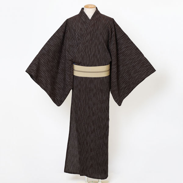 【仕立上り】【日本製】【浴衣単品】小川のせせらぎが聞こえるような縞模様(男ゆかた/綿麻)